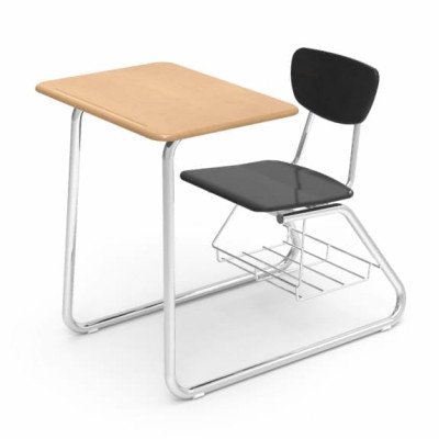 Virco 3000 Series Double Entry Hard Plastic Sled Based Chair Desk Combo