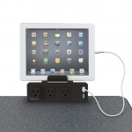 clamp-mount-outlet-and-usb-charger with tablet
